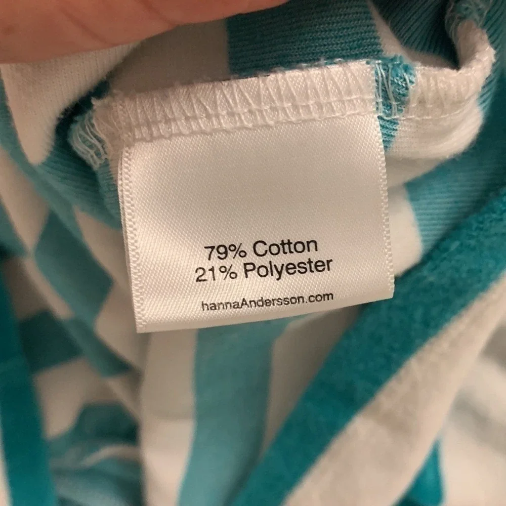 Hanna Andersson Girls Striped Dress Lot 2 Red Teal White Cotton Terry Size 6-7